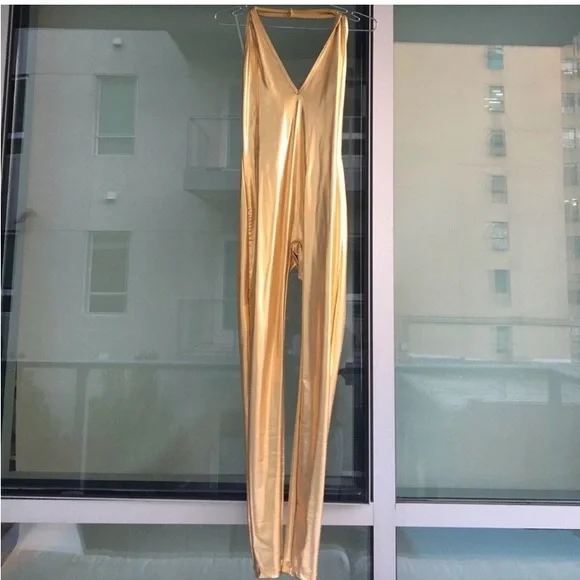 American Apparel Gold Lamé Catsuit M - Picture 7 of 15
